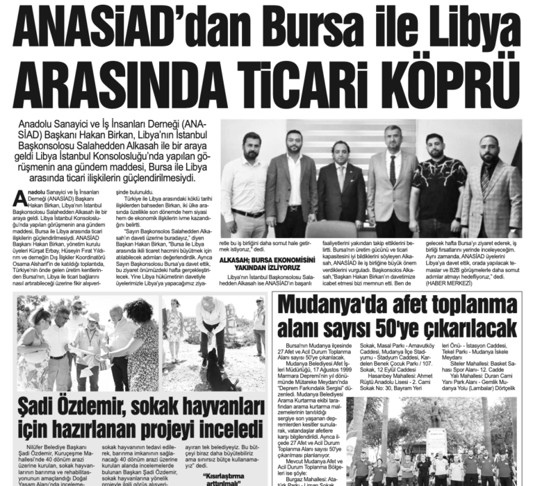 ANASİAD TAN BURSA İLE LİBYA ARASINDA TİCARİ KÖPRÜ