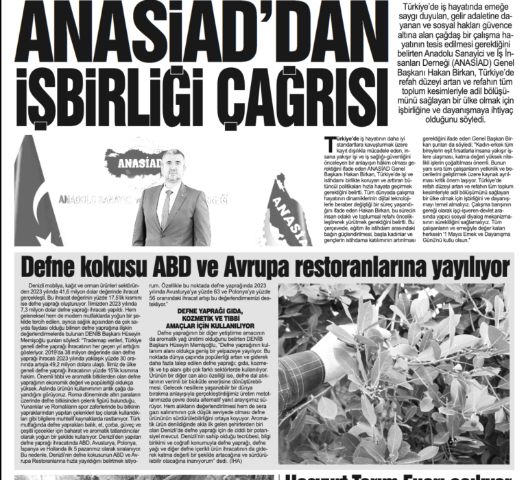 ANASİAD TAN İŞ BİRLİĞİ ÇAĞRISI- 1 MAYIS İŞÇİ BAYRAMI