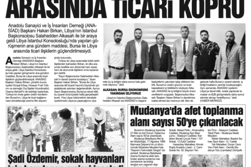 ANASİAD TAN BURSA İLE LİBYA ARASINDA TİCARİ KÖPRÜ